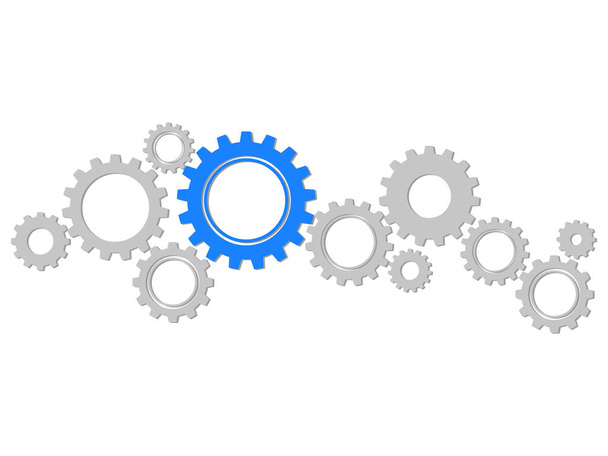 Cogwheel symbol. Mechanism.concept process.Infographic header with gray and blue gears on transparent background eps - Vector, Image