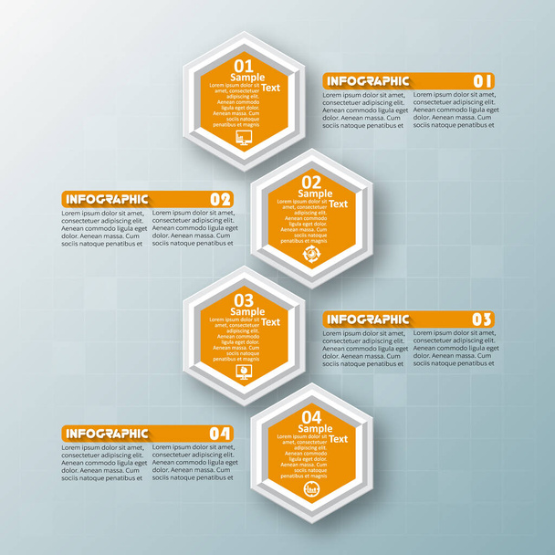 vector abstract 3d paper infographic elements.Hexagon infographics.Honeycomb design - Vektor, Bild