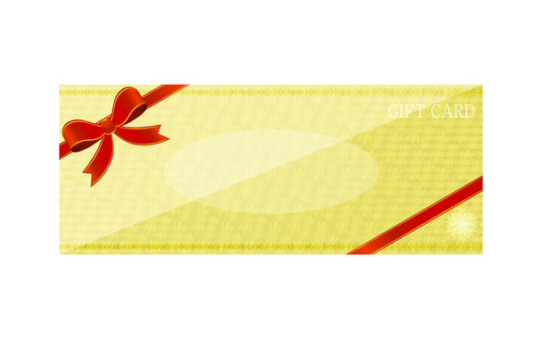 Ilustración de la tarjeta de regalo amarilla con ribbo de envoltura
 - Vector, Imagen
