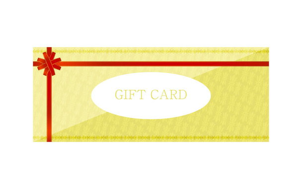 Ilustrace žluté dárkové karty s balicí stuhou - Vektor, obrázek