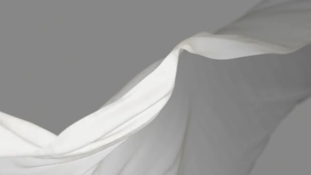 4k Bílé vlnité hedvábí tkaniny ve větru, hladké vlnění vlajkové tkaniny smyčka pozadí. - Záběry, video