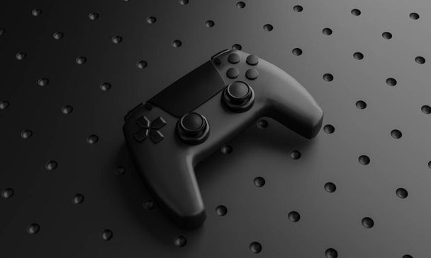 Single zwarte Joystick achtergrond 3D rendering - Foto, afbeelding