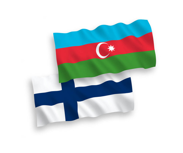 Finlandiya ve Azerbaycan 'ın ulusal taşıyıcı kumaş bayrakları beyaz arka planda izole edildi. 1 'e 2 oranında. - Vektör, Görsel