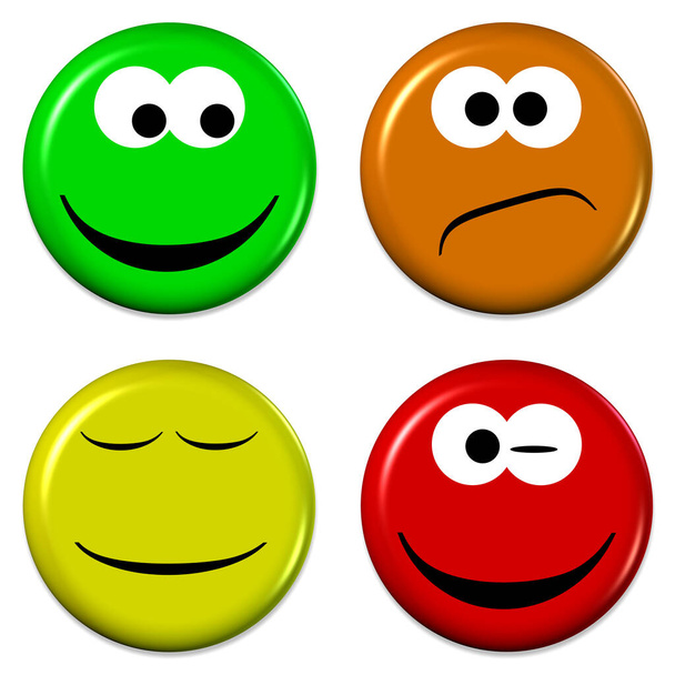 Colorful emojis with different moods - Photo, Image