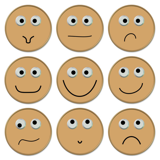Farklı ruh halleri olan Emojiler. - Fotoğraf, Görsel