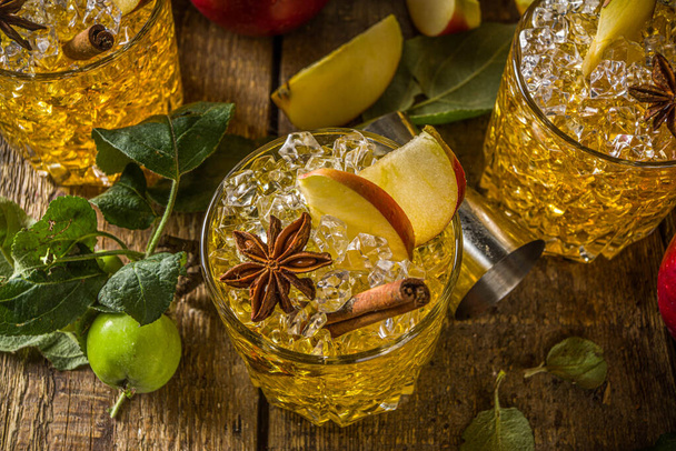 Cocktail di sidro di mele con spezie. Tradizionale autunno e inverno bevanda fredda - Foto, immagini