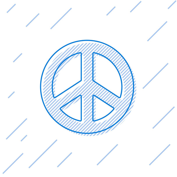 Blaue Linie Peace Symbol isoliert auf weißem Hintergrund. Hippie-Symbol für den Frieden. Vektorillustration. - Vektor, Bild