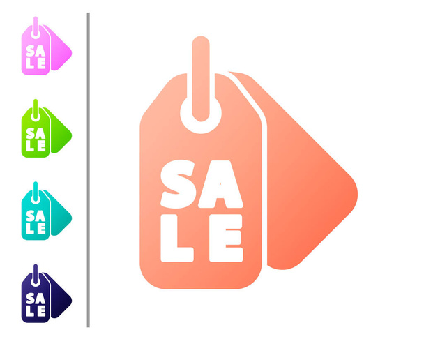 Coral Price tag with an inscription Sale icon isolated on white background. Badge for price. Promo tag discount. Set color icons. Vector Illustration. - Vector, Image