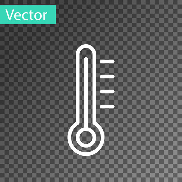 White line Meteorology thermometer measuring icon isolated on transparent background. Thermometer equipment showing hot or cold weather.  Vector Illustration. - Vector, Image