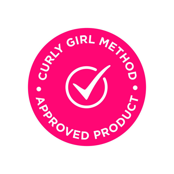 Σγουρά μέθοδος κορίτσι (CGM) εγκεκριμένο σύμβολο του προϊόντος. Ροζ εικονίδιο για προϊόντα μαλλιών. - Διάνυσμα, εικόνα
