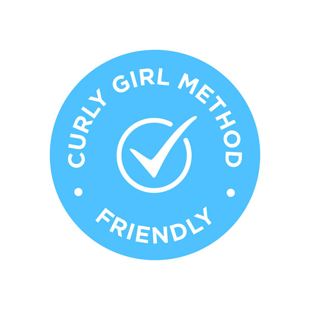 Símbolo de producto amigable Curly Girl Method (CGM). Icono azul para productos para el cabello
. - Vector, Imagen
