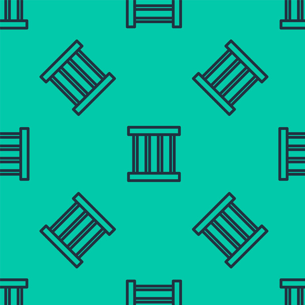 Ligne bleue Icône de la prison motif isolé sans couture sur fond vert. Illustration vectorielle. - Vecteur, image