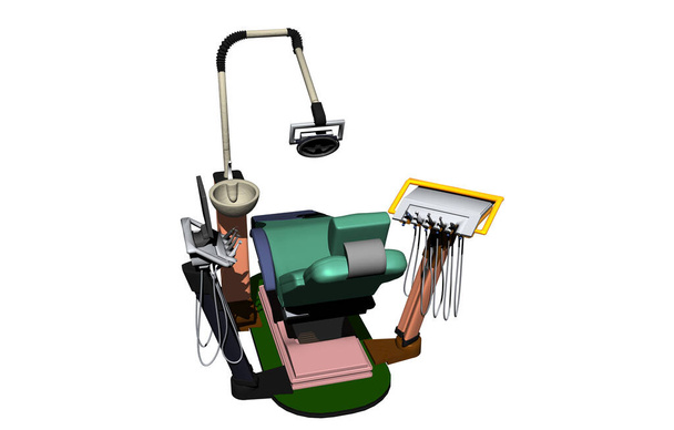 Praktyka dentystyczna z krzesłem i przyrządami - Zdjęcie, obraz