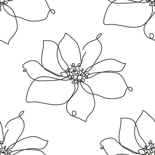 Elegant seamless pattern with anemone flowers, design elements. Floral  pattern for invitations, cards, print, gift wrap, manufacturing, textile, fabric, wallpapers. Continuous line art style - Διάνυσμα, εικόνα