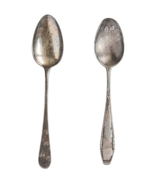 Vintage spoon, fork and knife on the background of the old colored boards - Photo, Image