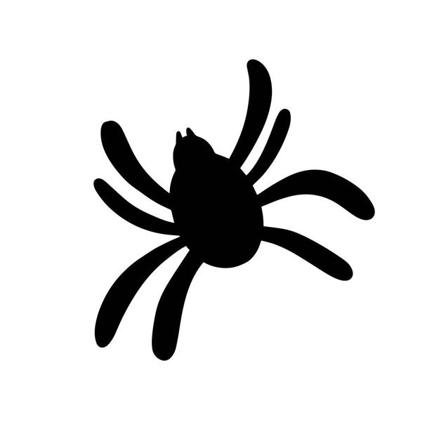 Musta hämähäkki eristetty valkoisella pohjalla. Hämähäkin siluetti. Suunnittelu elementti Halloween. Vektoriesimerkki - Vektori, kuva