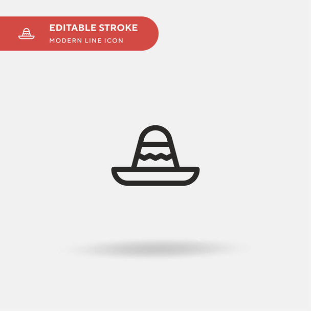 Meksikolainen hattu Yksinkertainen vektori kuvake. Kuvitus symboli suunnittelu malli web mobiili käyttöliittymä elementti. Täydellinen väri moderni kuvamerkki muokattavissa aivohalvaus. Meksikolainen hattu kuvakkeet yrityksesi projekti - Vektori, kuva