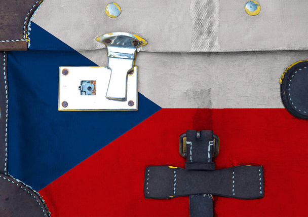 Η σημαία της Τσεχικής Δημοκρατίας έχει υφή. Πρότυπο. Πανδημία του κορωναϊού. Οι χώρες είναι κλειστές. Κλειδαριές. - Φωτογραφία, εικόνα