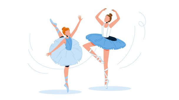 Baleríny na sobě Tutu Dancing Ballet Vector Illustration - Vektor, obrázek