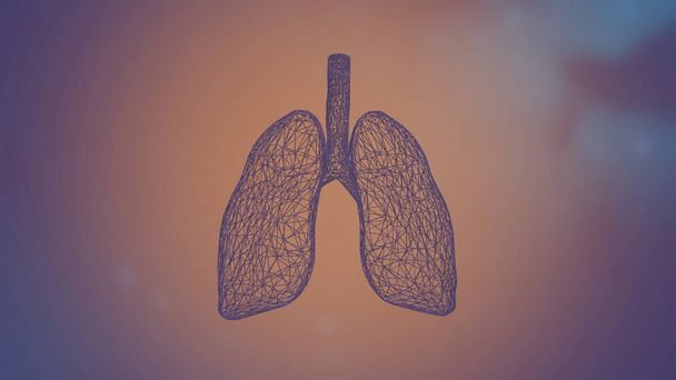 Rendement 3d des poumons humains enflammés et infectés par une maladie comme la pneumonie ou le virus de la couronne. - Photo, image