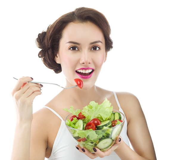 γυναίκα τρώει salat - Φωτογραφία, εικόνα