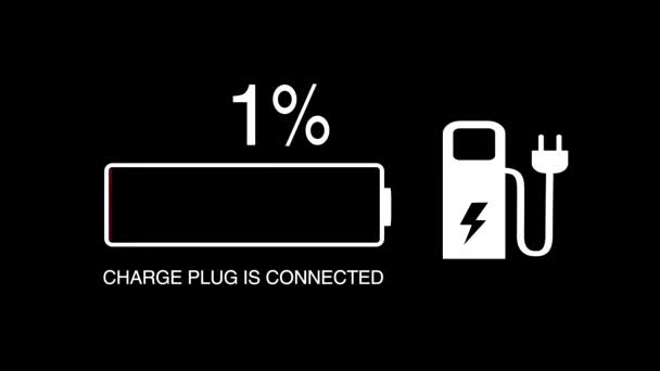 電気自動車のバッテリ充電インジケータは、バッテリ充電の増加をゼロから100%に示しています。代替エネルギー源. - 映像、動画