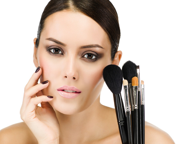 Woman with make up brushes - Fotó, kép