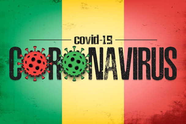 Flag of Mali with coronavirus covid-19 - Вектор,изображение