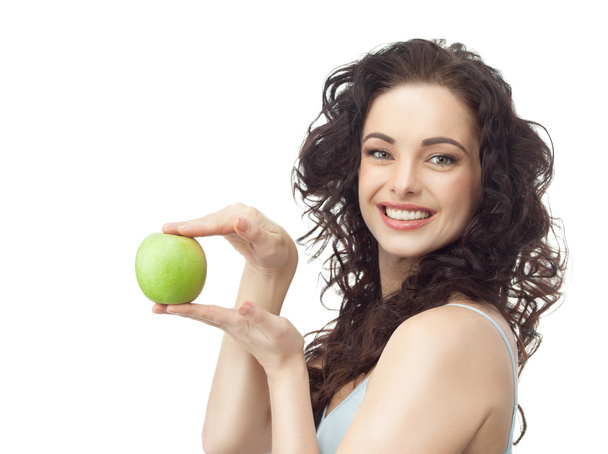 Woman with green apple - Foto, Bild