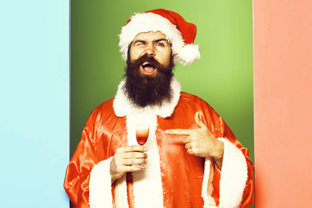 funny bearded santa claus man - Фото, зображення