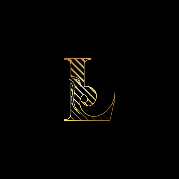 Первоначальное письмо L Luxury Logo Icon Golden Stripe Line Vector Template Design Concept
. - Вектор,изображение
