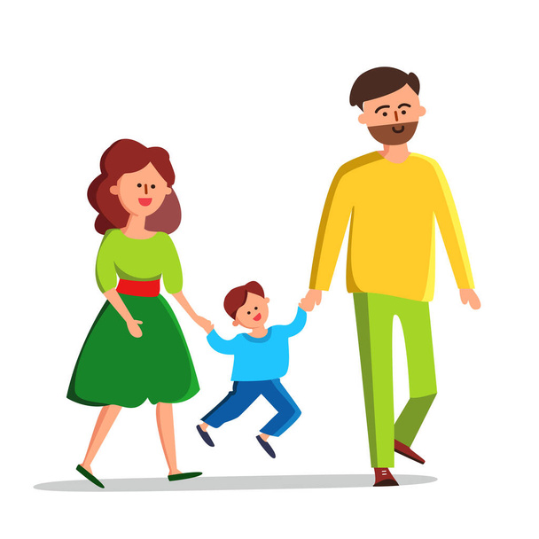 Happy Family Father, Mother And Little Boy Vector - Vector, Image