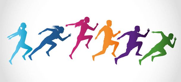 silhouettes de personnes athlétiques courir - Vecteur, image
