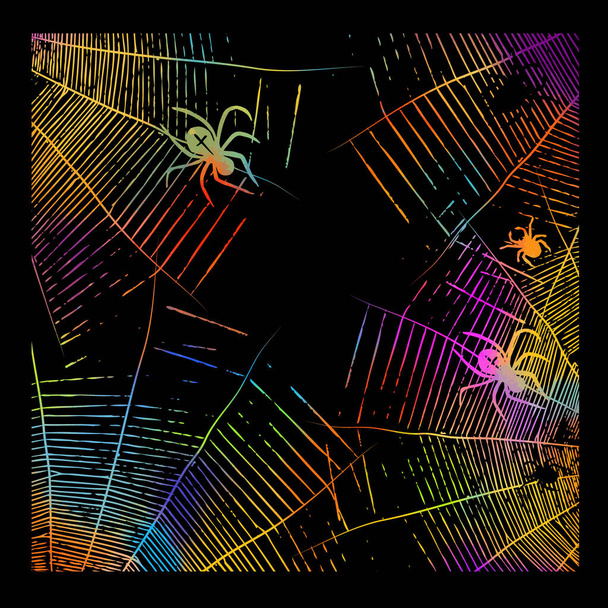Background with spider web. Happy Halloween. Vector - Vector, Image