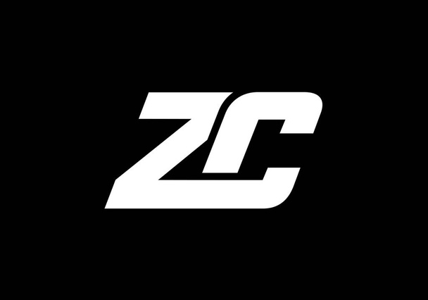 Modelo inicial do vetor do projeto do logotipo da letra Z C do monograma. Z C Carta Logo Design
 - Vetor, Imagem