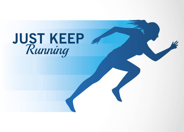σιλουέτα της αθλητικής γυναίκας τρέχει με μόλις κρατήσει το μήνυμα - Διάνυσμα, εικόνα