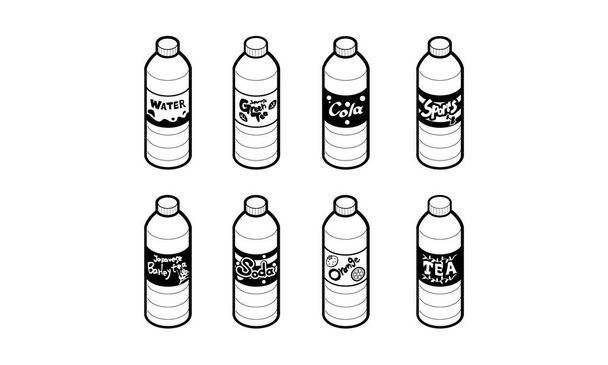 Plastik şişe içeceklerinin çizimi - Vektör, Görsel