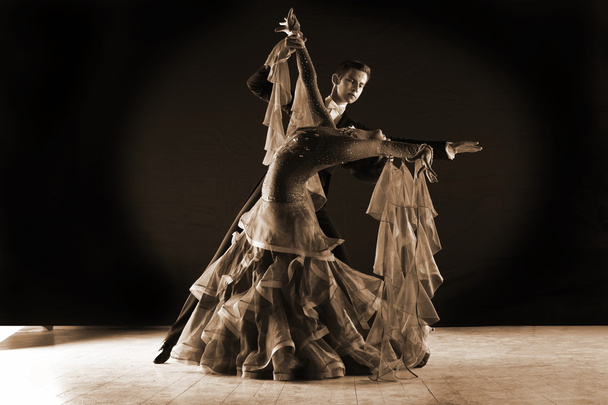 dancers in ballroom isolated on black background - Foto, imagen