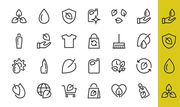 ECOLOGY Vector Line Icons Set, contains icons such as photosynthesis, environmental protection, eco-friendly packaging, growth time, editable stroke, Keep Ecology - Vector, Image