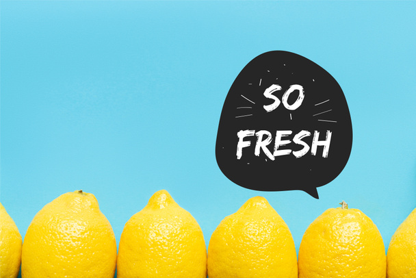 top view of ripe yellow lemon on blue background with so fresh illustration - Фото, зображення