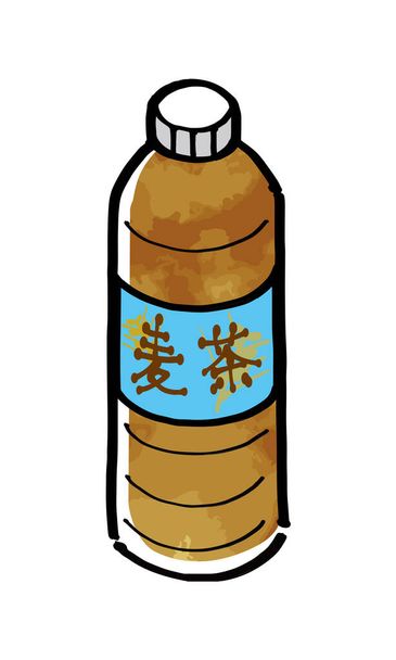 Ilustração do chá de cevada japonês para bebidas de garrafa de plástico
 - Vetor, Imagem