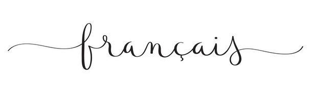 FRANCAIS (FRANCÉS en inglés) pincel negro caligrafía banner
 - Vector, Imagen