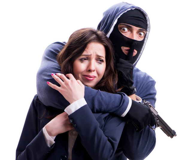 Businesswoman is kidnapped by the gunman - Photo, Image