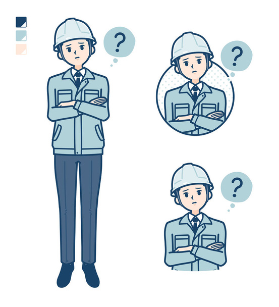 A Man wearing workwear with Question images - Vector, imagen