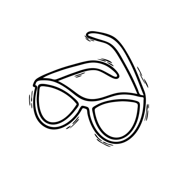 Illustration of Doodle glasses isolated on a white background. Sunglasses. Vision protection. Glasses for vision. Vision correction. Icon or symbol.  - Vector, afbeelding