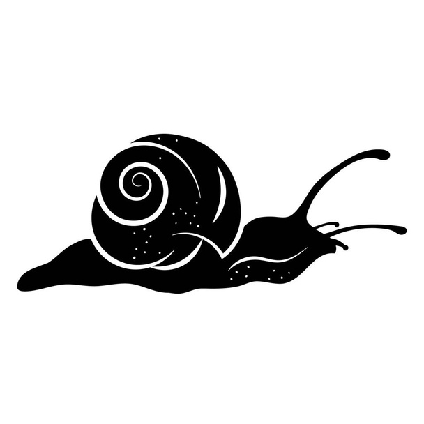 icon snail animal, hand drawn silhouette in black and white colours - Vector, Image