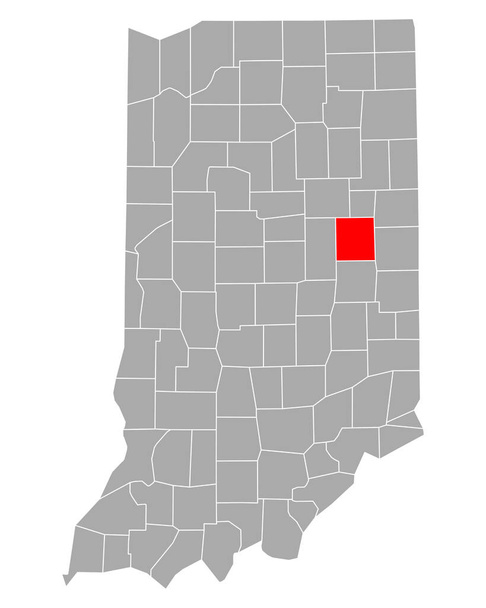 Mappa del Delaware in Indiana - Vettoriali, immagini