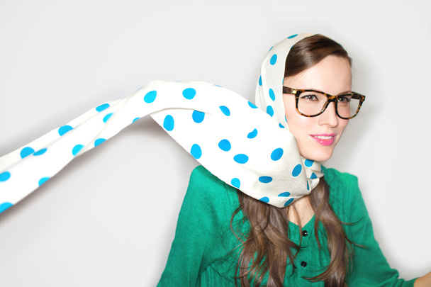 Fashion girl with a scarf - Фото, изображение
