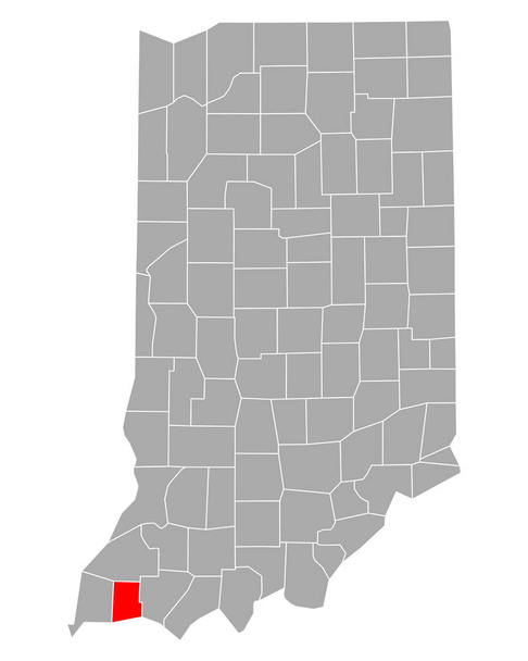 インディアナ州のヴァンダーバーグ地図 - ベクター画像