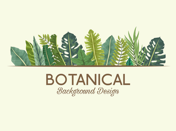 tropikalne liście i liternictwo botaniczny projekt tła - Wektor, obraz